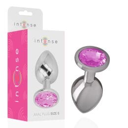 INTENSE - ALUMINUM METAL ANAL PLUG WITH PINK CRYSTAL SIZE S 2